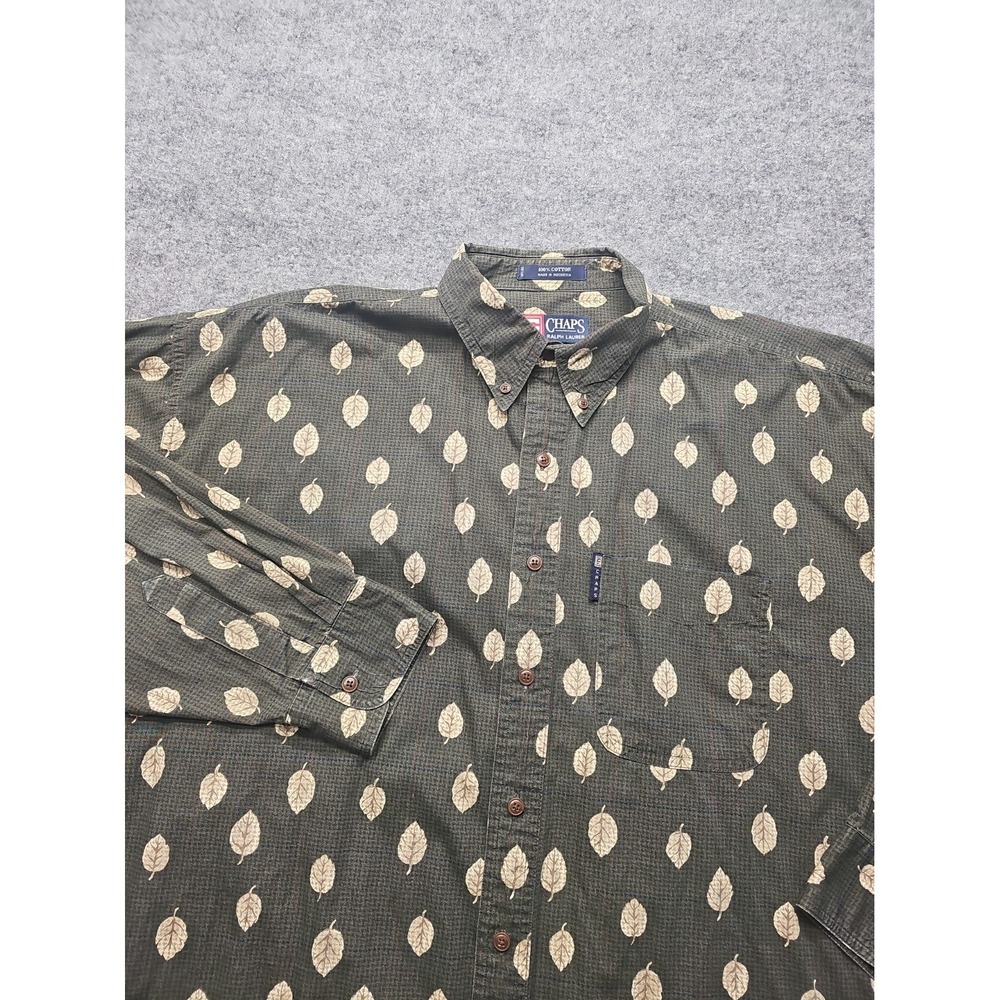 Chaps Ralph Lauren Mens XL Button Down Shirt Long Sleeve Leaves Fall Autumn